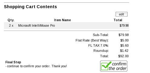 Zen Cart Checkout Confirmation Page with Roundup